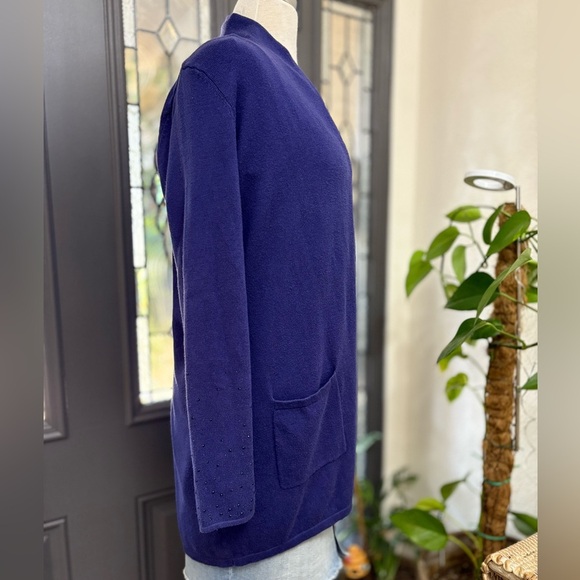 Chico’s Women’s Purple Open Front Long Cardigan with Rhinestone Detail | Size M - Picture 2 of 8